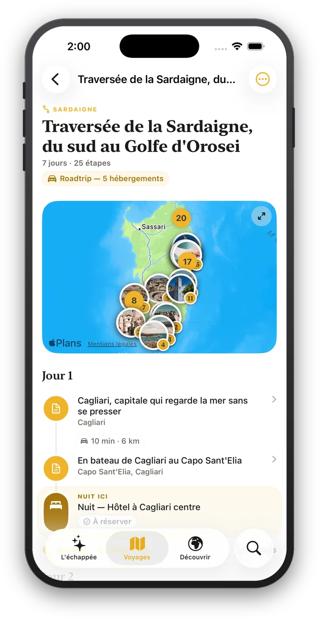 Le détail d'un itinéraire, journée par journée